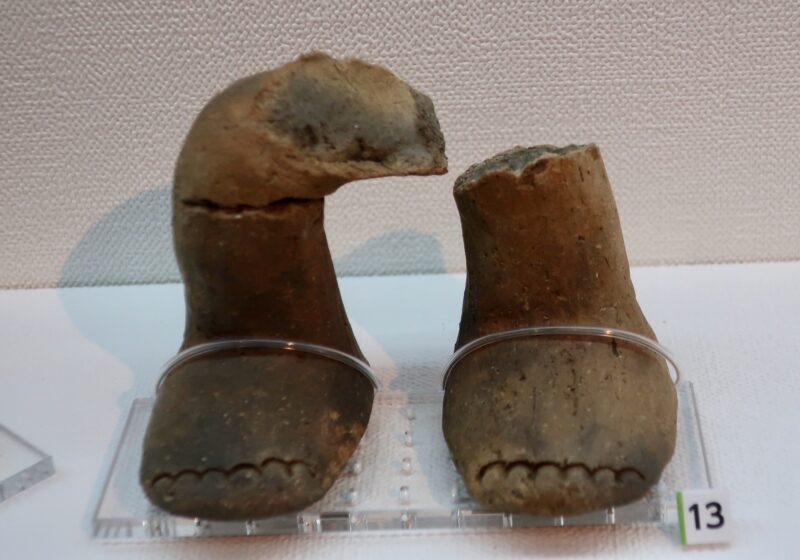 八王子市神谷原遺跡から出土した土偶の足、指が6本ある